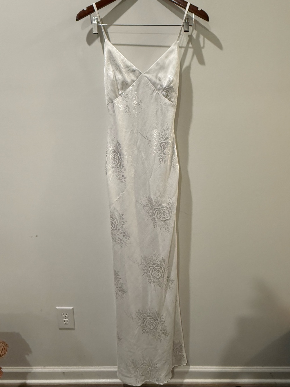 Princess Polly Ivory Satin Floral Slip Dress Size 2